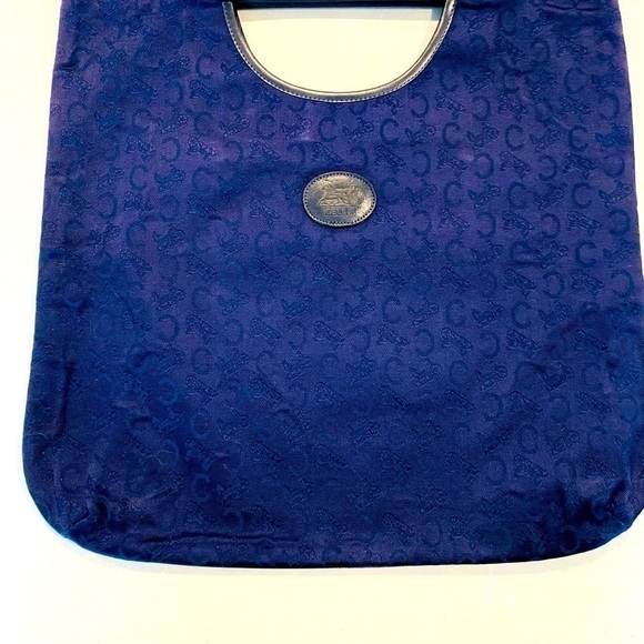 VINTAGE Celine Jacquard C Fabric & Leather Handbag Tote - Picture 5 of 15